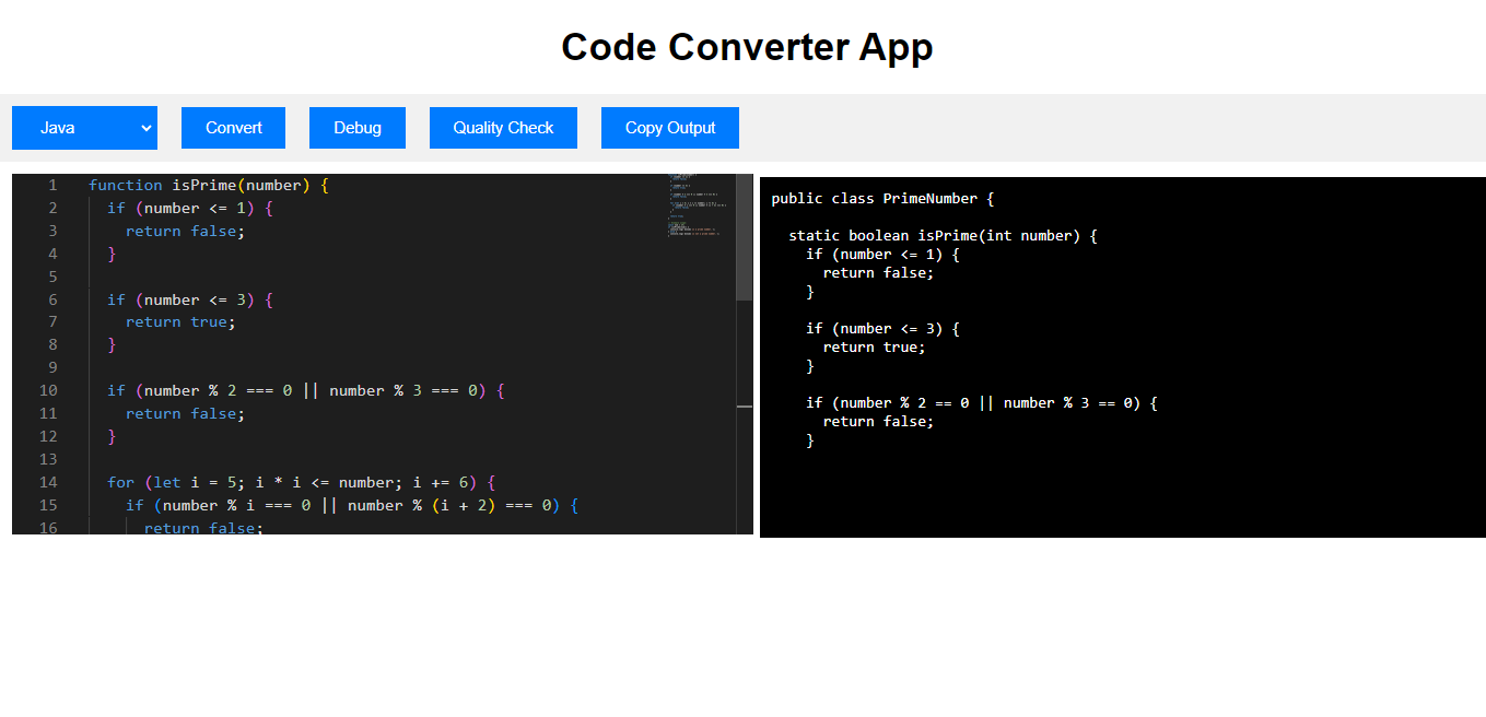 Code converter app